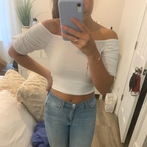 White off their shoulder free people top